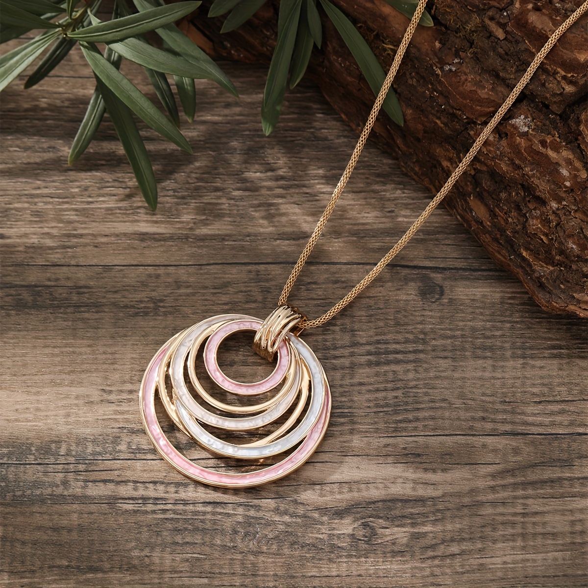 Bohemian Enamel Round Pendant Necklace